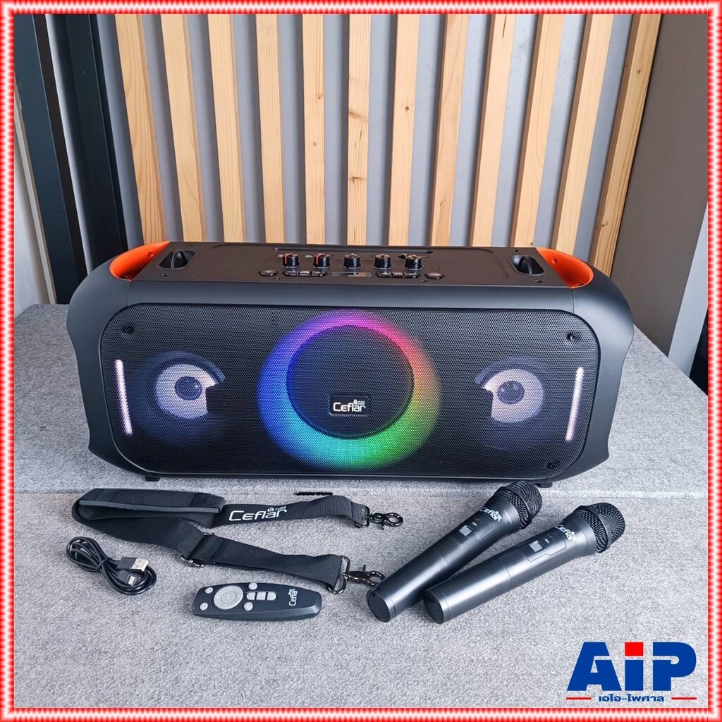 CEFLAR CFPS-02 ลำโพง พร้อมไมค์ลอย 2ตัว ลำโพงบลูทูธ พกพา Bluetooth Speakers ลำโพงเคลื่อนที่ ลำโพงปาร์