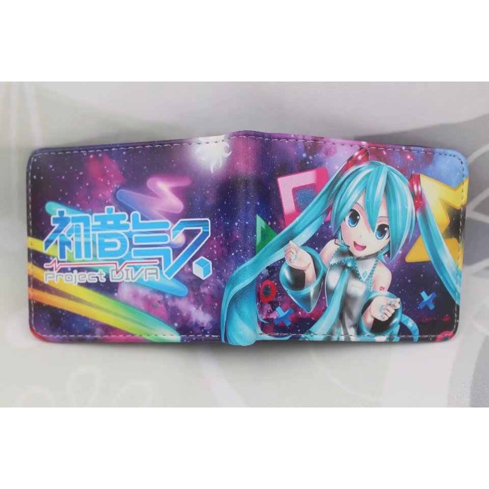 P Q4J กระเป๋าใส่เหรียญ กระเป๋าสตางค์ PU Hatsune Miku Zero-Starting Life in Another World Wallet