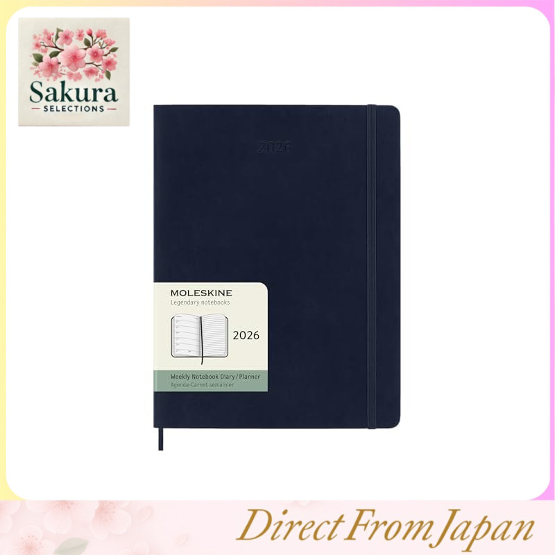 Moleskine Planner 2026 January Start 12 Months Weekly Diary XL Size (W19cm x H25cm) Soft Cover Sapph