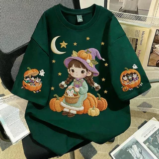 TEE·SHOP🍀เสื้อยืด oversize เสื้อเท่ๆ เกาหลี "Girl & Cat Reactions" เสื้อแฟชั่นใ เกาหลีสไตล์ พิมพ์ลาย ผ้านิ่มใส่สบาย COD
