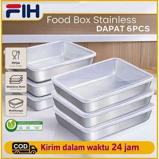 COD nampan sus 6pcs Wadah Penyimpanan Makanan Kedap Udara - Stainless Steel 6 PCS, Jaga Kesegaran Sayuran & Makanan Lebih Lama