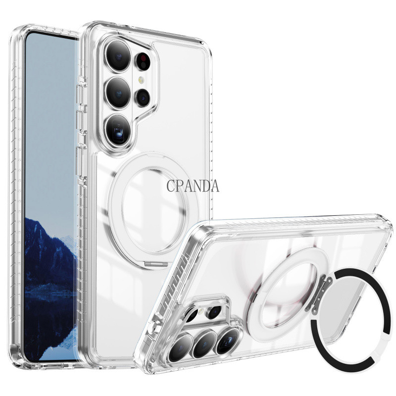 เคส Samsung Galaxy S26 Ultra แบบแม่เหล็กใสพร้อมขาตั้ง,เคสป้องกันการตกกระแทกสําหรับ Samsung Galaxy S26 เคสโทรศัพท์กันกระแทกแบบใสพิเศษ