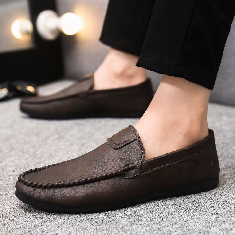 รองเท้าโลฟเฟอร์หนังผู้ชายคุณภาพสูงรองเท้าขับรถ Low-Top Slip On 9EVE BIAT
