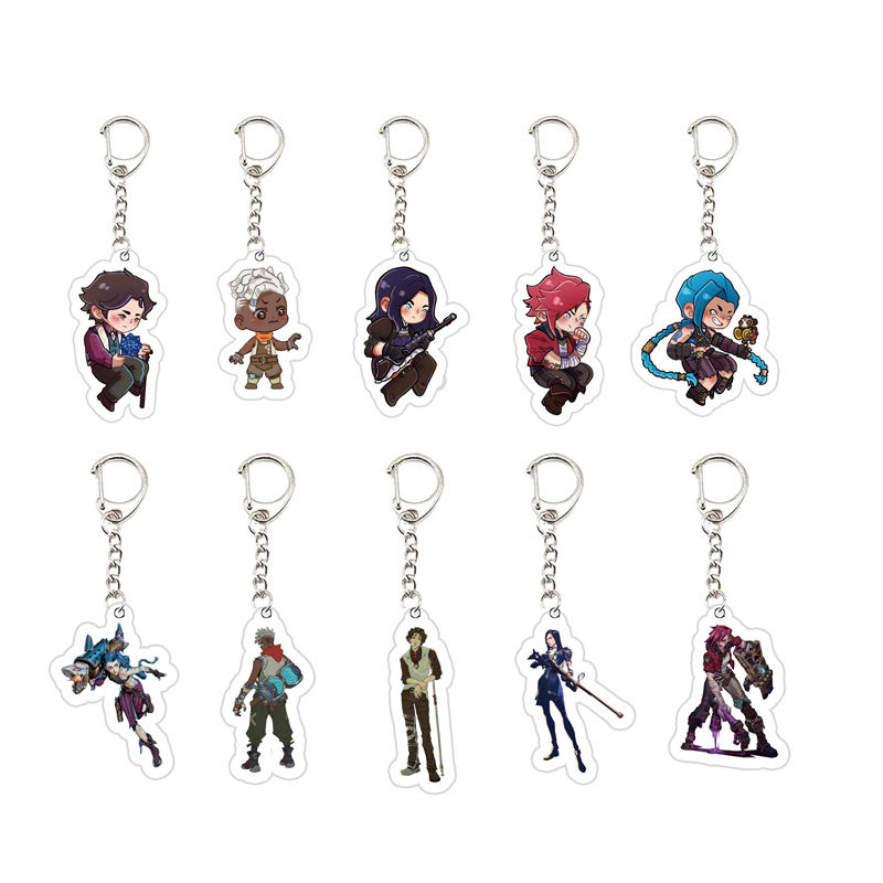อะคริลิค Arcane Jinx Vi Caitlyn Ekko Viktor พวงกุญแจ Arcane FigurePendant พวงกุญแจ KeychainKeyRing ส
