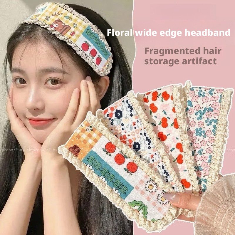 แถบคาดศีรษะเกาหลีลายดอกไม้แบบมีกาวในตัว น่ารัก เหนียวติดกระชับ ไม่หลุดง่าย ใช้งานง่าย สะดวก