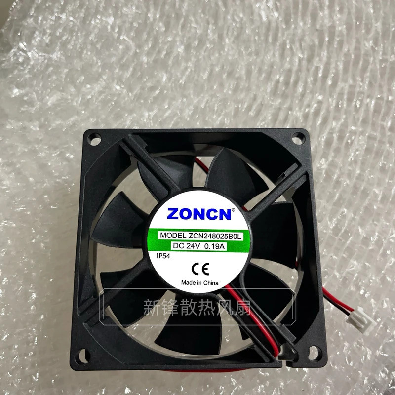 ZONCN ZCN248025B0L DC 24V 0.19A 80x80x25 มม. พัดลมระบายความร้อนเซิร์ฟเวอร์ 2 สาย