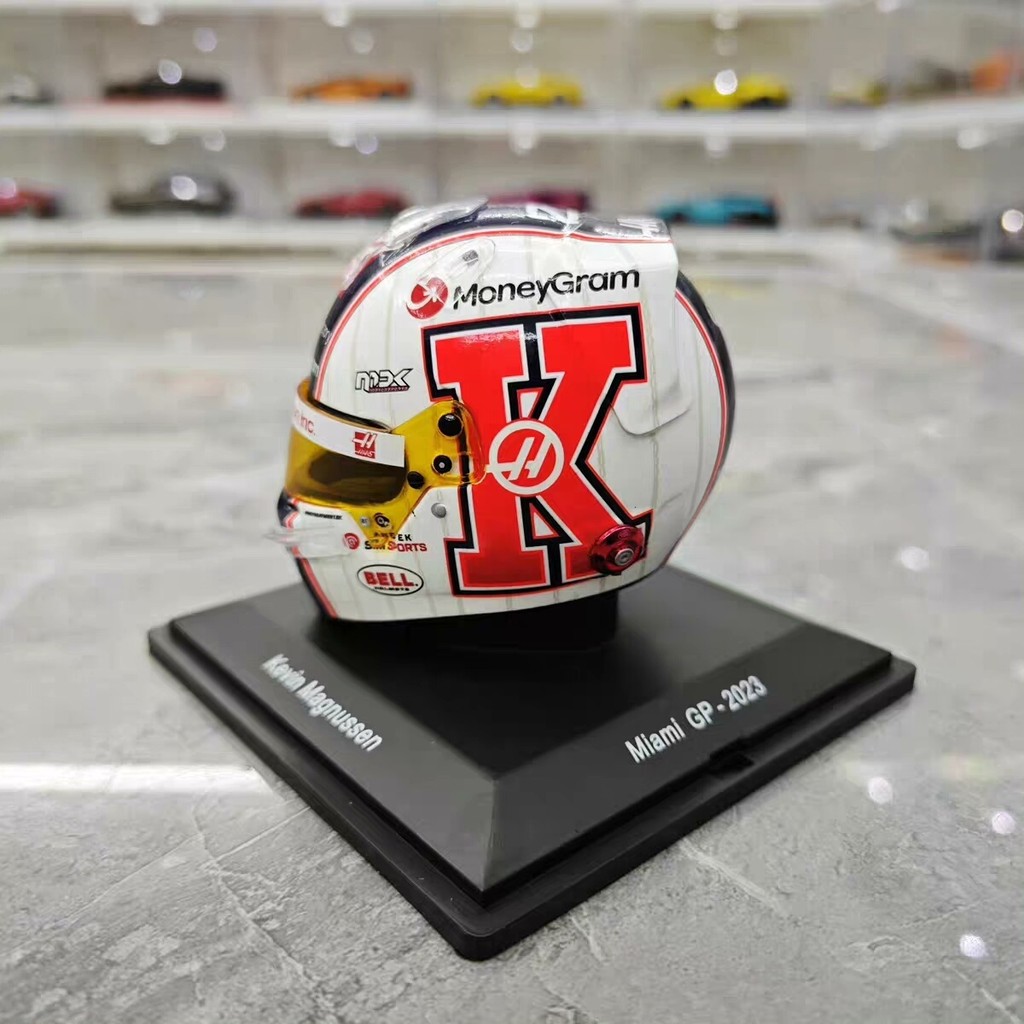 Spark2023 Miami Station Moneygram Hass F1 Fleet Magnusen Helmet รุ่น 1: 5 ใหม่เอี่ยมยังไม่ได้เปิด