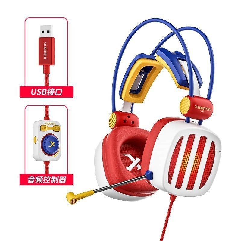 คอมพิวเตอร์รุ่น 7.1 รุ่นที่สองโทรศัพท์มือถือแบบมีสายหูเกมไฟฟ้าหัวติดตั้งการแข่งขัน VOQE