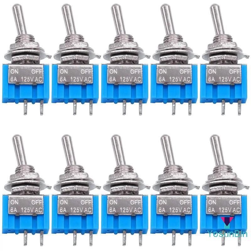YosunBin] 10 ชิ้น DPDT Mini Toggle Switch 2pin 2 ตําแหน่งเปิด/ปิด Miniature Toggle Switch 6A 125V To