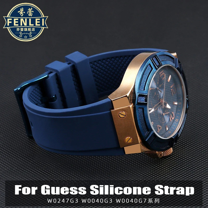 สําหรับ GUESS นาฬิกา W0247G3 W0040G3 W0040G7 Series Blue Mens 22 มม.สายนาฬิกาซิลิโคนกีฬายางกันน้ําสร