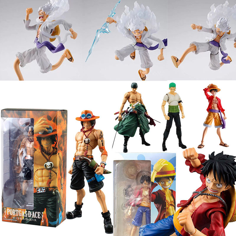 แอ็คชั่นฟิกเกอร์ One Piece Shf Luffy Nika Portgas·D· Ace Zoro Movable Joint Model Gift Collections