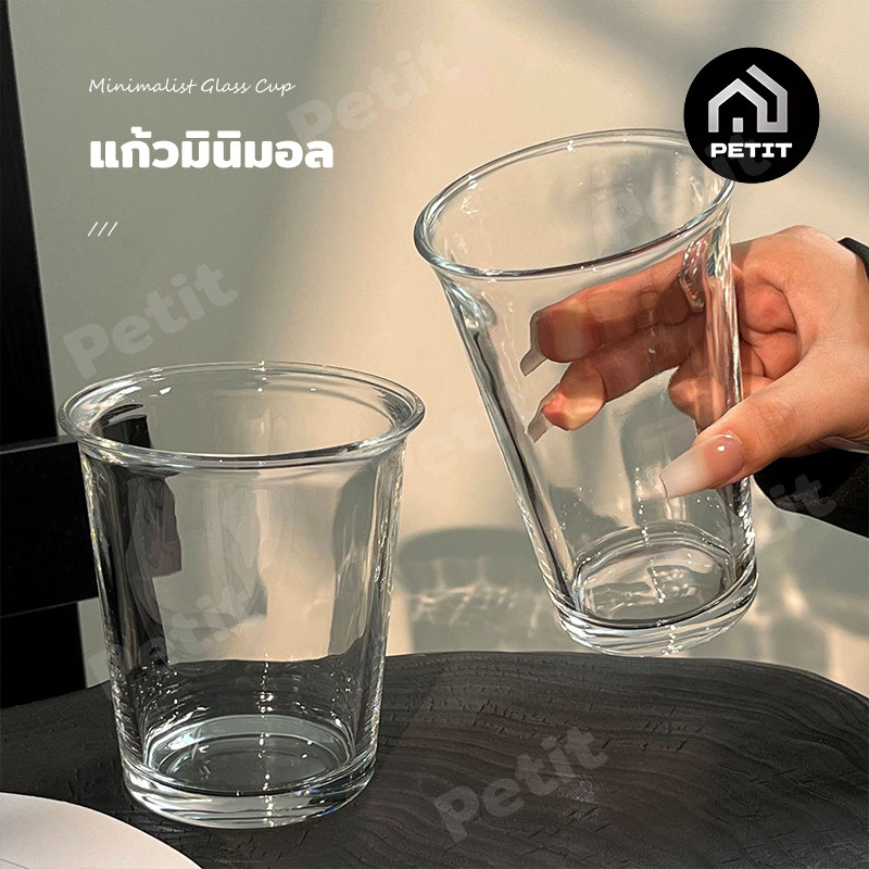 แก้วน้ำแก้วใส แก้วกาแฟสไตล์คาเฟ่ มินิมอล ขนาด 350ml