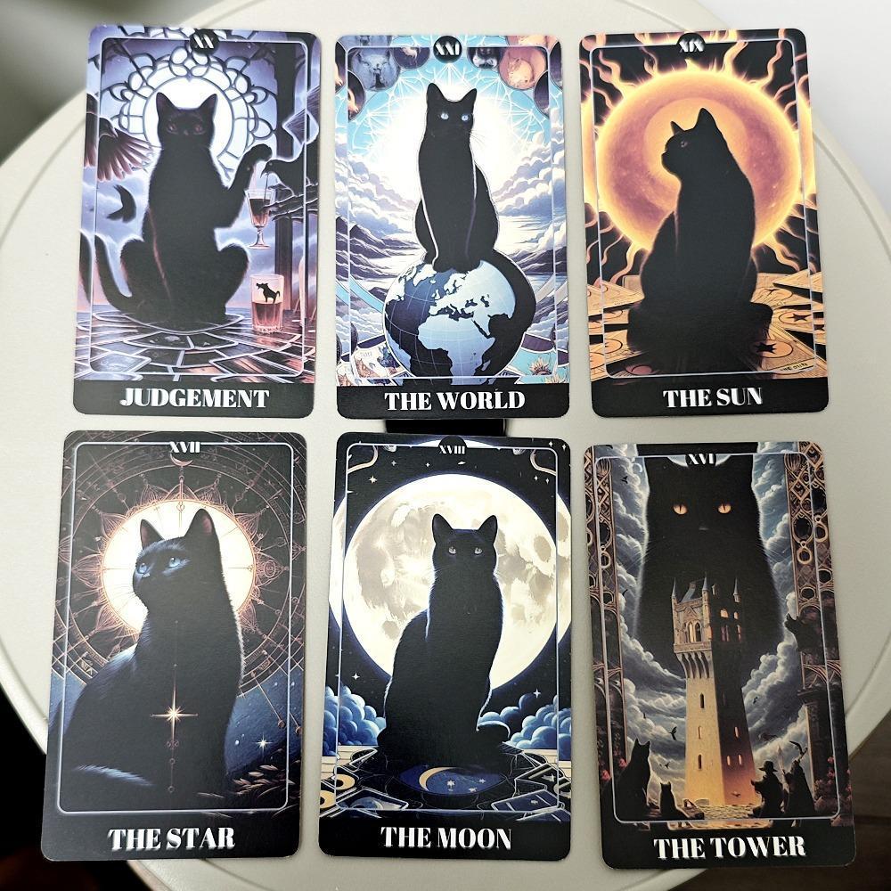 Black Cat Tarot Shadowy Cat Deck Feline Deck 78 ชิ้นไพ่ทาโรต์ตามไรเดอร์บริกรระบบสําหรับผู้เริ่มต้น ราคา ถูกที่สุด ดีลบีเคเค แกลเลอรีภาพที่ 4