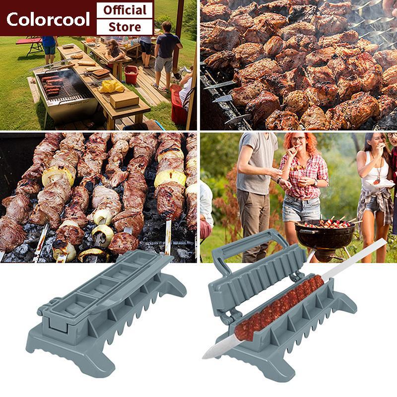 TH Kebab Maker Easy Single Row Grille บาร์บีคิว Skewers เตรียม Kebab Maker กดเครื่องนํากลับมาใช้ใหม่