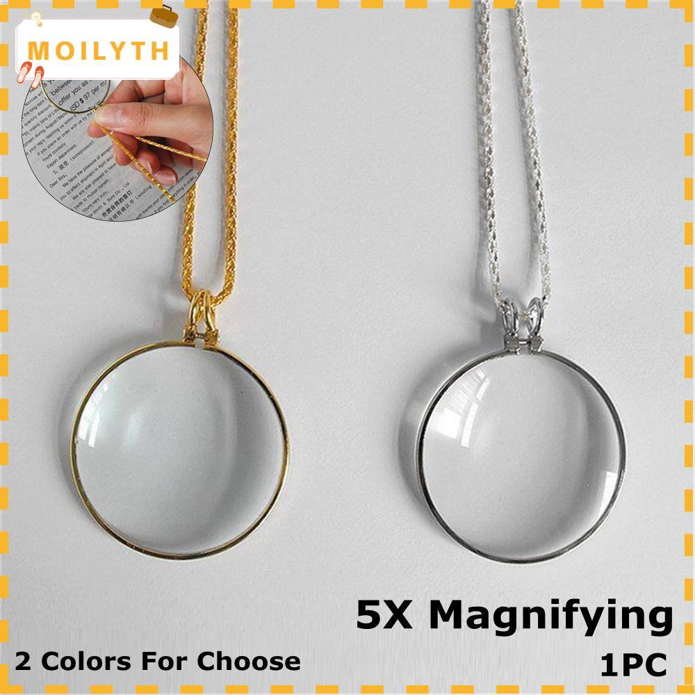 MOILY Gift 5X Magnifying Jewelry Reading Glass Lens Magnifying Glass Necklace New Chain Reading Magnifier Pendant Pendant Necklace Magnifier Monocle Decorative Jewelry Loupe/Multicolor