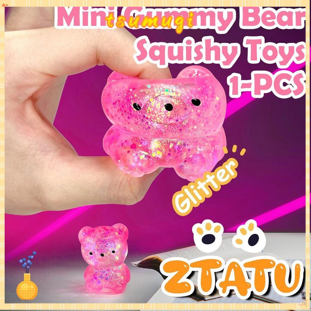 TSUMUGI Bear Squishy Fidget ของเล่น, Gummy Bear น่ารักน้ําตาลความเครียด Ball Sensory ของเล่น, ร้อนนุ