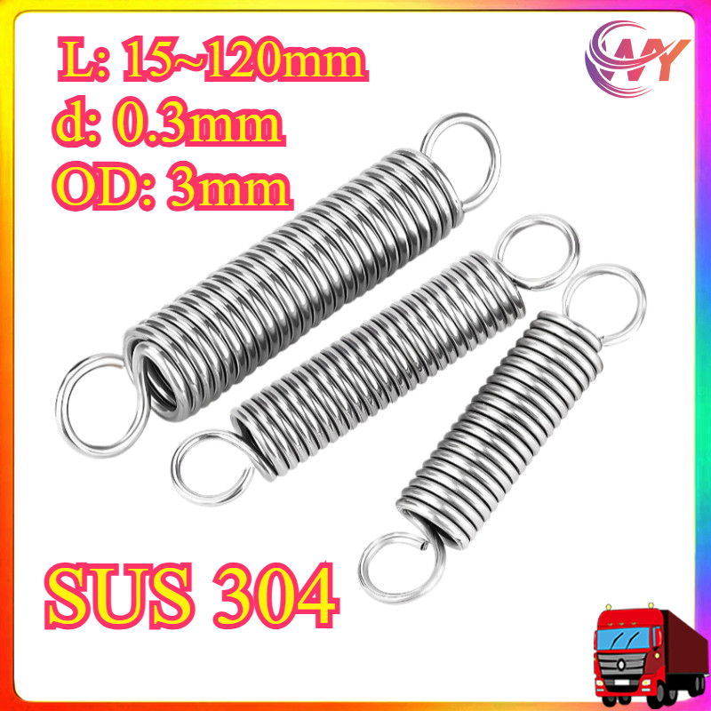 304 สแตนเลส สปริงความตึงเครียด/สปริง d=0.3 มม.,OD3 มม.,L=15~120 มม. พร้อมตะขอ ทาประตูโรงรถ bunnings 