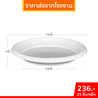 จานรองกระถางต้นไม้ กระถาง กระถางต้นไม้ เบอร์ 8 นิ้ว สี ขาว เ…