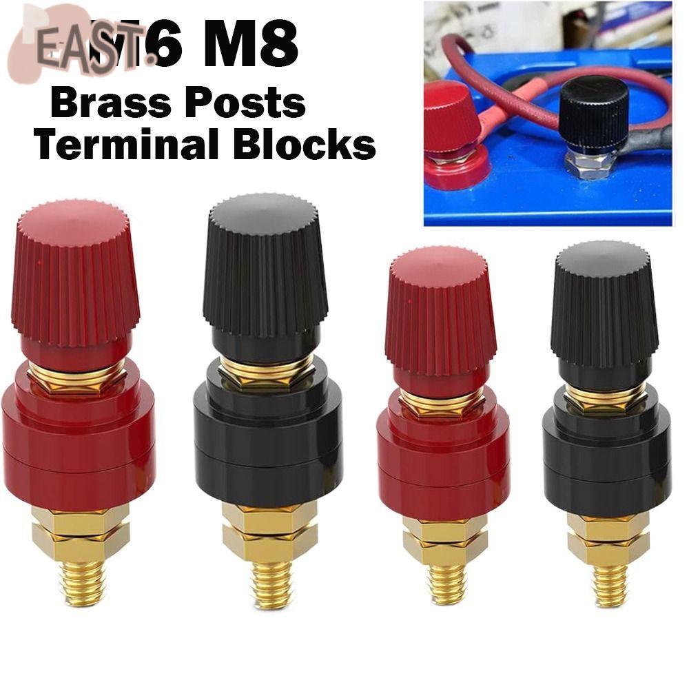 EASTS Posts Terminal Blocks, สีแดงสีดํา M6 M8 Binding Post Terminal, Terminals ทองเหลือง Binding Pos