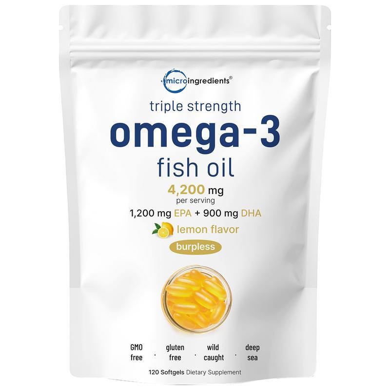 ไมโครส่วนผสม Triple Strength Omega 3 น้ํามันปลา 4200 มก. ต่อเสิร์ฟ