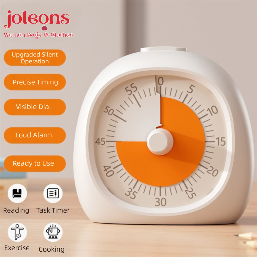 JOLEONS Visual Timer, พลาสติกโฟกัส Aid Countdown Timer, แฟชั่น 60 นาที Silent Study Timer Kitchen Ti