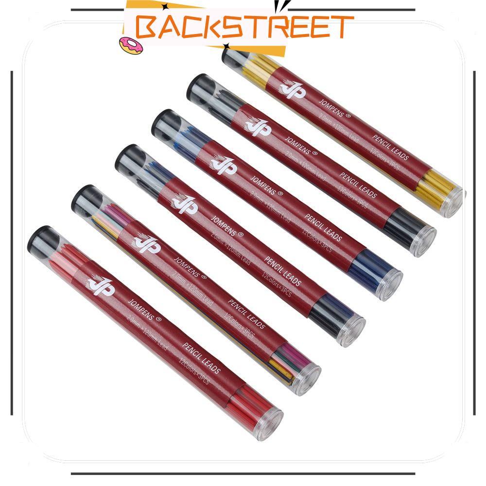 BACKSTAGE ไส้ดินสอกด, ไส้ดินสอสี 2B, 0.5/0.7/0.9/1.3/2.0 มม.Art Sketch Drawing Supplies ความจุขนาดใหญ่ Propelling ดินสอเปลี่ยนเติม