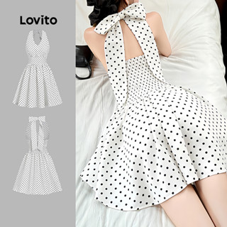 Lovito ชุดเดรสลำลองสำหรับวันสงกรานต์ ดีไซน์ผูกโบว์ด้านหลัง เ…