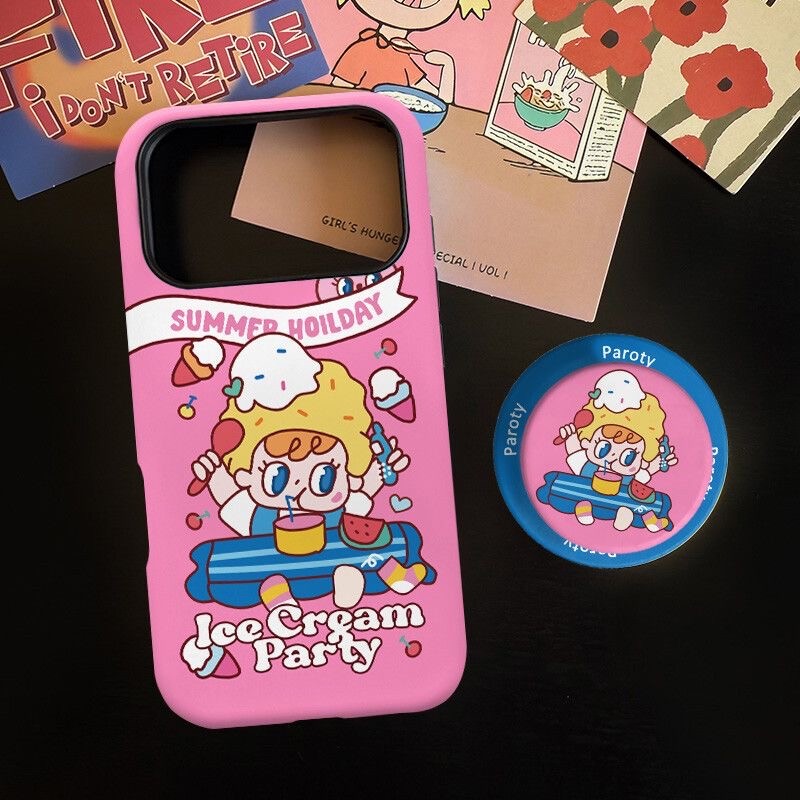 ขนมหวานรูปแบบสาวยืนสองในหนึ่งป้องกันกรณีสําหรับiPhone 11 12promax 13pro15pro 15promax 14 14promax 14