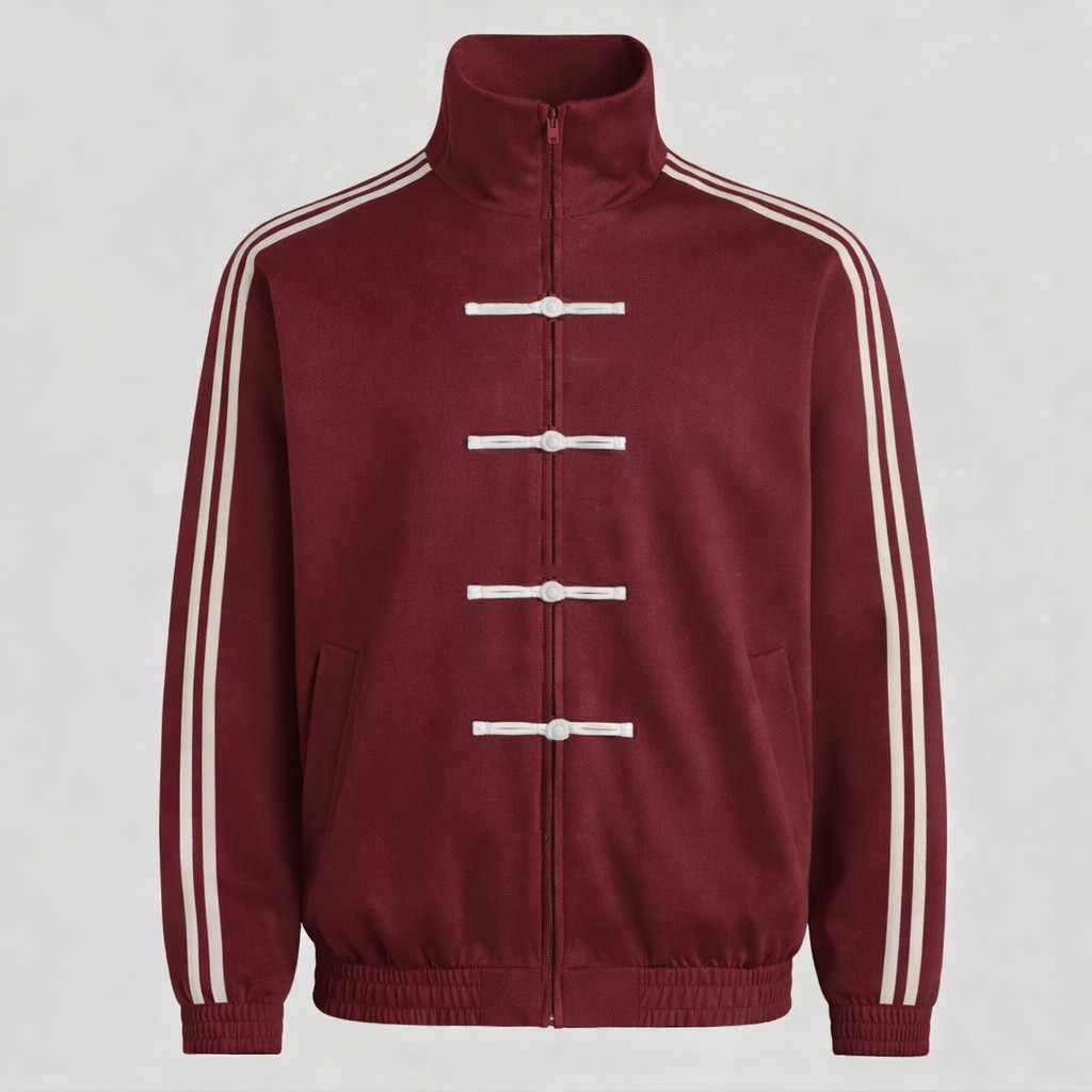 Arvera (ภาพจริง) Lunar Stripe Chinese New Year Jacket Track Jacket Fleece Chinese Knot Outer Unisex 
