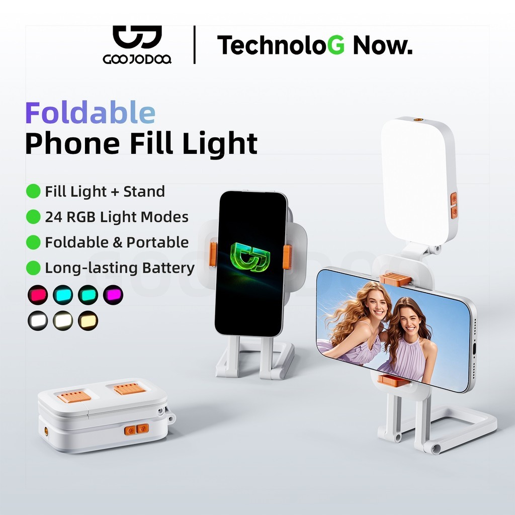 GOOJODOQ Bracket Style Fill Light 24 RGB Light Modes Foldable and Portable Long-lasting Battery