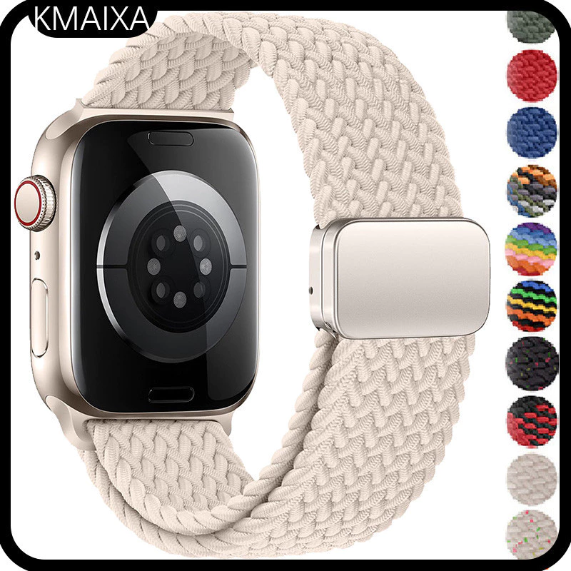 สายรัดไนลอนถักยืดหยุ่นสําหรับ Iwatch Apple Watch Ultra 3 2 Series 11 10 9 8 7 6 5 4 SE 3 2 49 46 45 42 41 มม.Smartwatch T800 Ultra I8 Pro Max S8 S9 Ultra 8 MAX 9 PRO S20 T500
