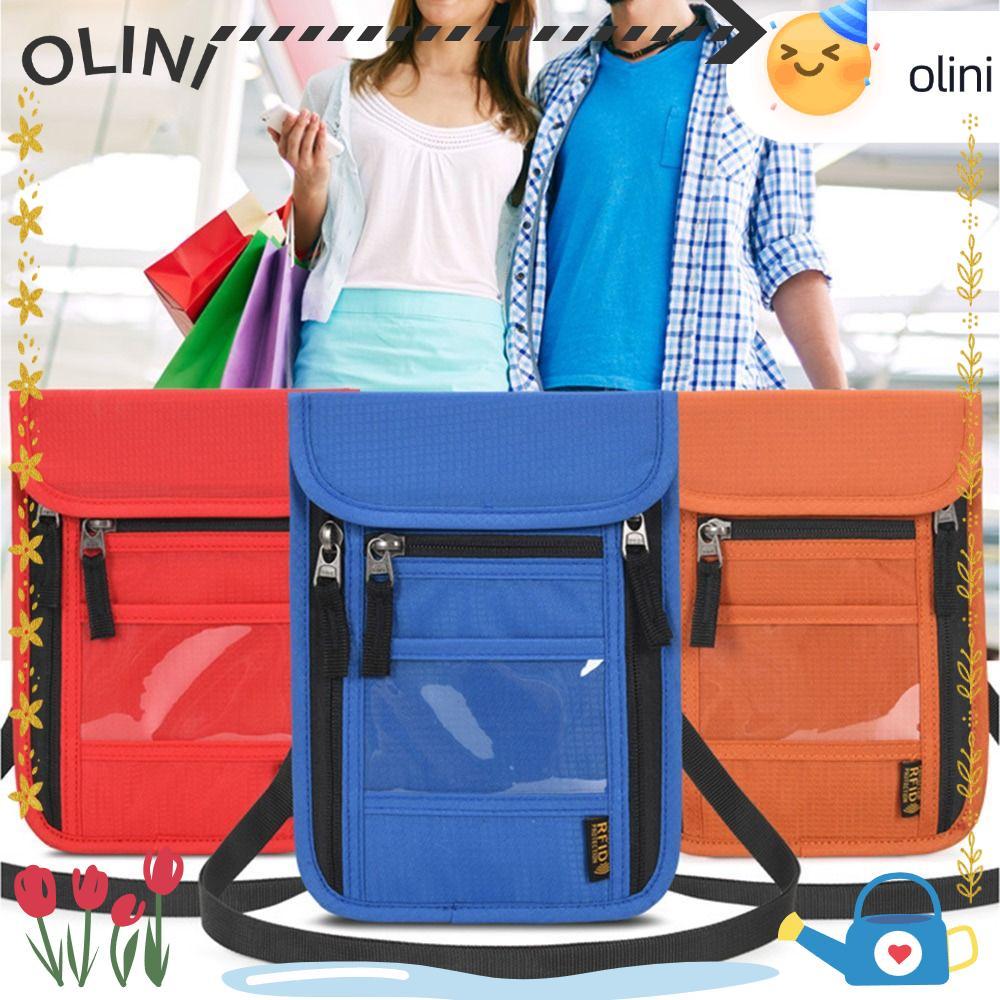 OLIINI กระเป๋าสตางค์แบบคล้องคอ Minimalist สําหรับผู้ชายผู้หญิงสําหรับเดินทาง RFID Blocking