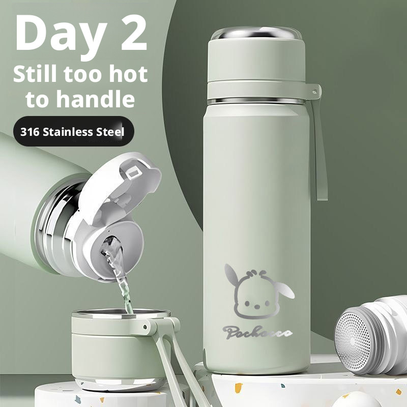 Spot Goods 2026New cute simple tea-making insulated mug with lid 316Stainless steel for students' us