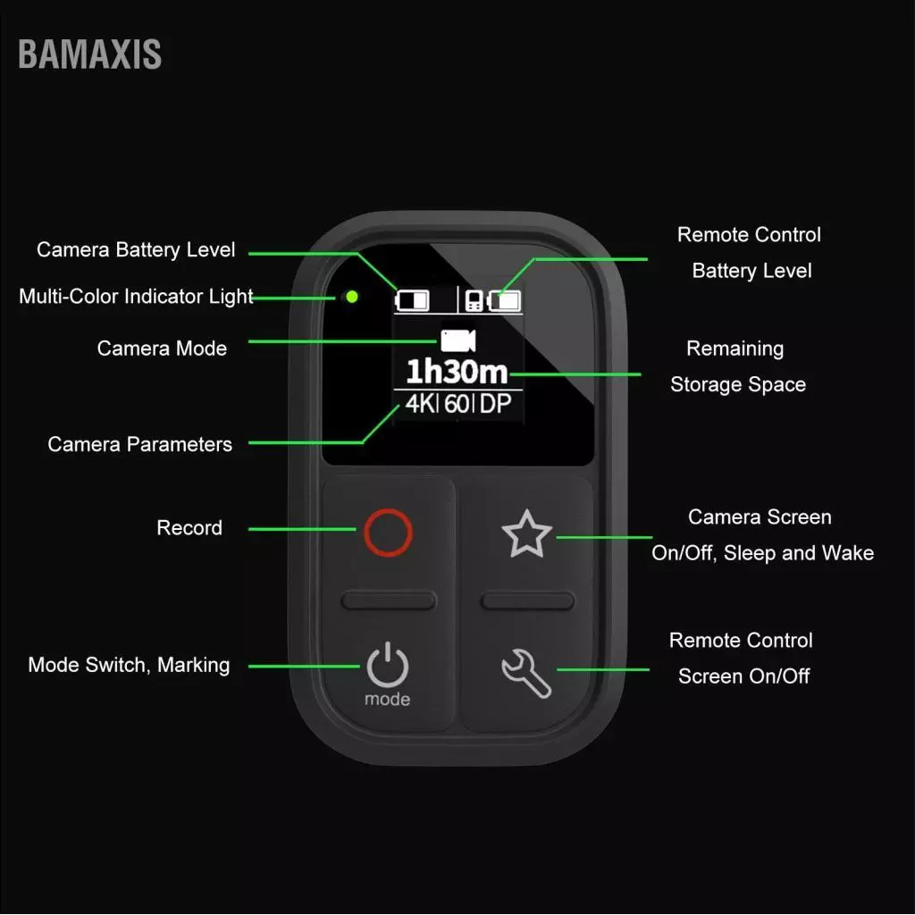 รีโมทคอนโทรลหน้าจอสี bamaxis YSG05A สำหรับ Insta360 X3/X4/X4Ari/X5/G03S/ACE Pro2 thumbnail 9