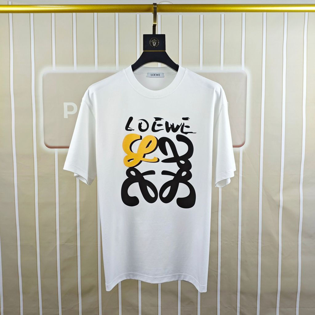 Loe * we2026 Star Round Neck Short-Sleeved T-Shirted Bottoming เสื้อฤดูใบไม้ร่วงเสื้อผ้าหนาหนาหนา Im