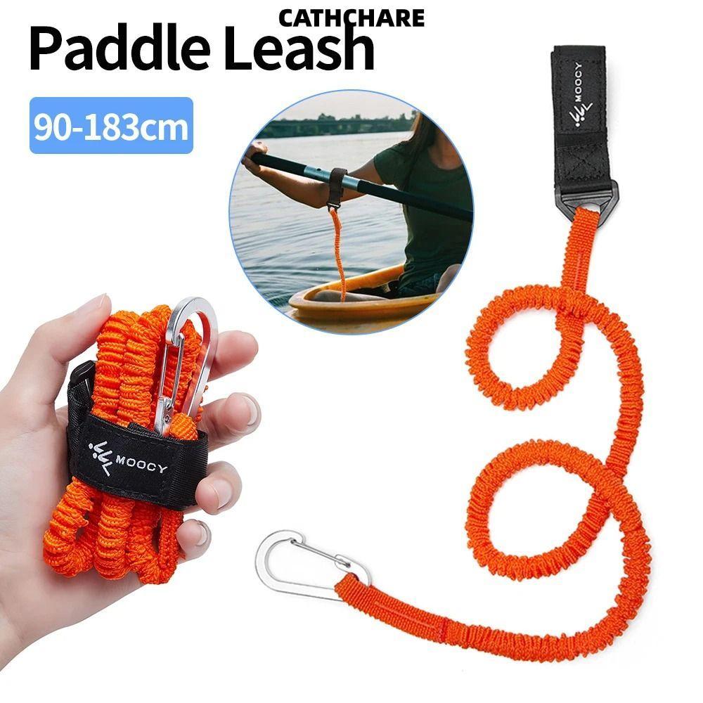 CATHCHARE294 Kayak Canoe Paddle Leash, Anti-Lost Adjustable Rowing Paddle Safety Leash, Elastic with Safety Hook Wear-resistant Boat Fishing Rod Pole Coiled Lanyards