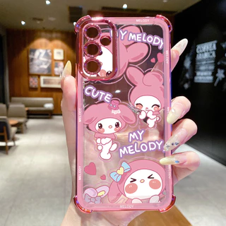 SAMSUNG เข้ากันได้กับSamsung Galaxy A17 A07 A15 A05 A35 A55 A14 A34 A56 A36 A06 A16 น่ารักMelody Kuromi ClearชุบกรณีAnti Drop Cover FD
