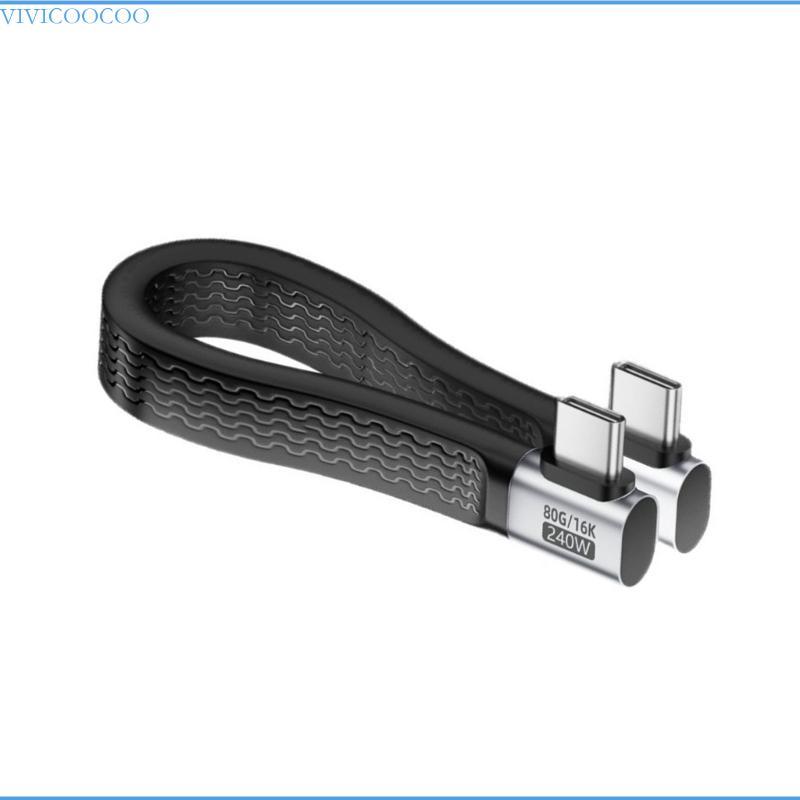 VIVI 240W Fast Charging USB4 สาย Type C สายด้านข้าง Bend Design Quick Power Delivery