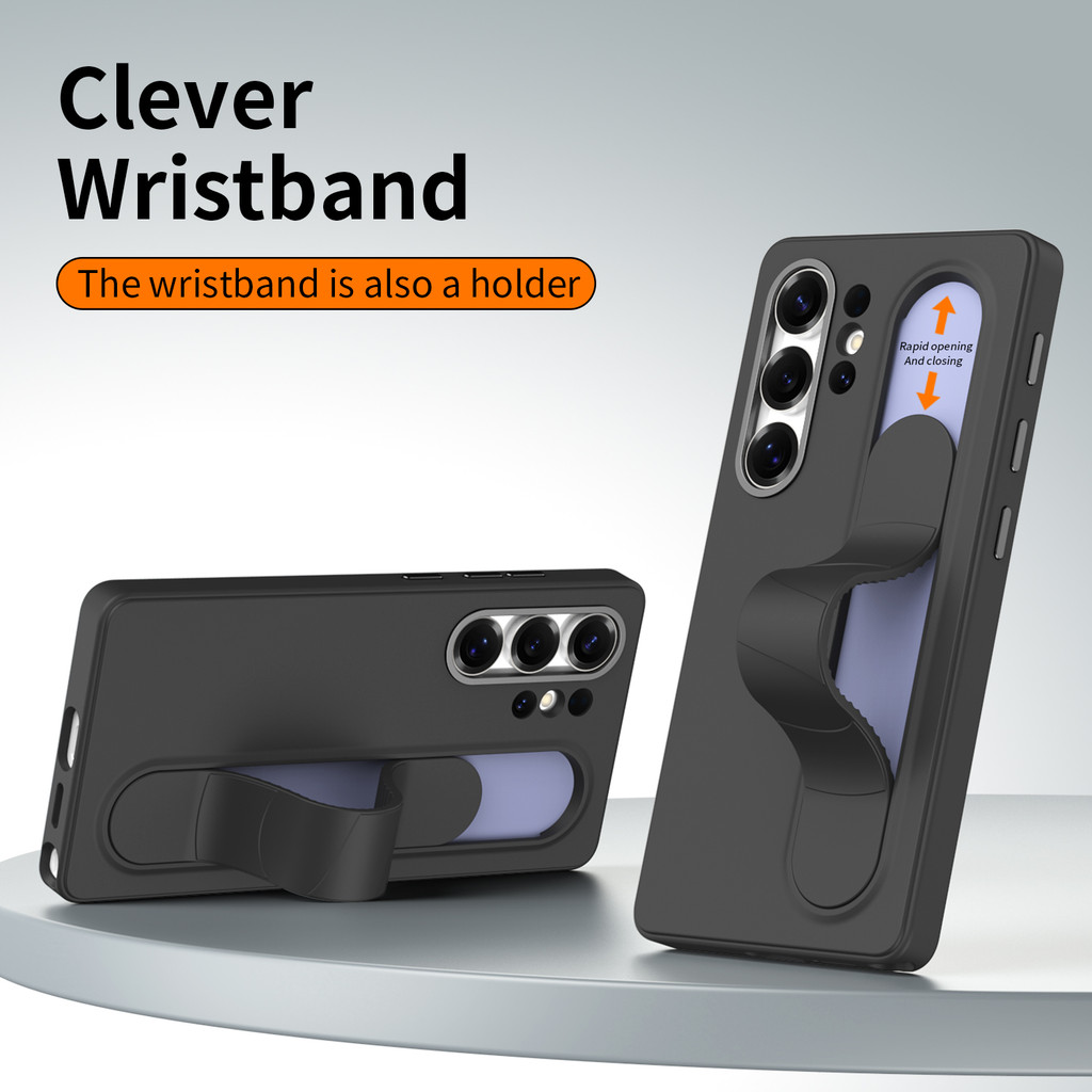 SAMSUNG เคสซิลิโคนกันกระแทก พร้อมสายรัดข้อมือ รองรับ Galaxy S26/S25/S24/S23 รองรับหลายรุ่น สีดํา