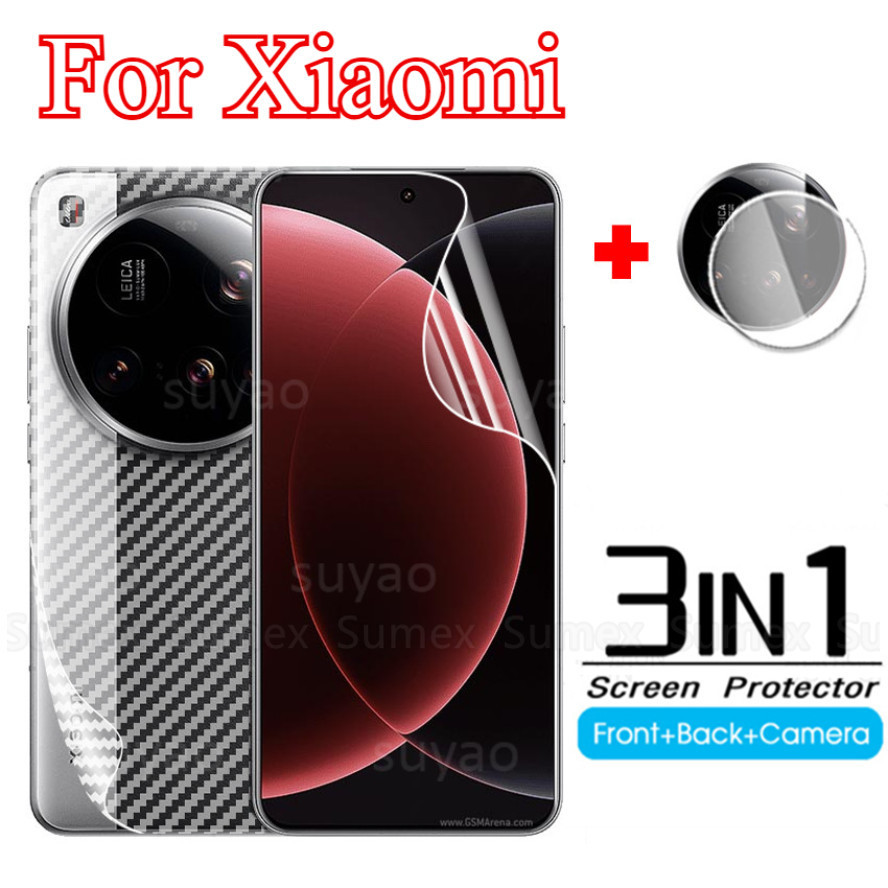 3in1 Hydrogel ฟิล์มสําหรับ Xiaomi 15 14 13 Ultra 14T 13T Pro 5G ป้องกันหน้าจอปกหลังฟิล์มกล้องป้องกันไม่ใช่แก้ว Xiaomi15 Xiaomi14T Mi 15Ultra 2025