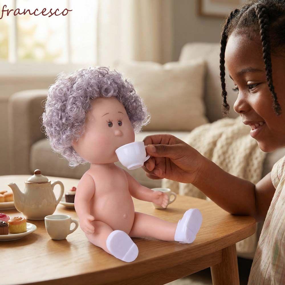 FRANCESCO Mia Potato ตุ๊กตา, แต่งตัวผมหยิก 14 ซม. Bean Eye ตุ๊กตาไวนิล, แฟชั่น Movable Dark Skin 14 ซม.Action Figure Body ตุ๊กตาอุปกรณ์เสริม