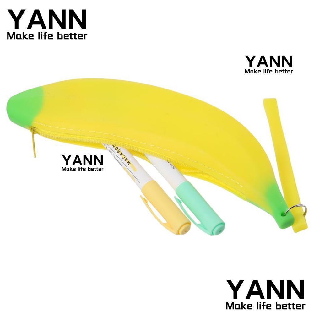 YANN Banana Zero Wallet, Banana Shape 2.36*7.87 นิ้วกระเป๋าปากกาซิลิโคน, สํานักงานดินสอซิลิโคนสีเหลื