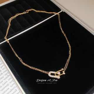 DREJEW U-Lock Zircon สร้อยคอผู้หญิงทอง/เงิน Tone Minimalist Edgy ออกแบบแฟชั่นทุกวันอินเทรนด์อุปกรณ์เสริมคอ