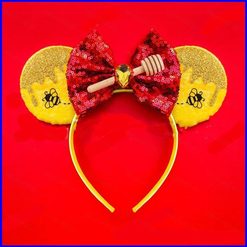 BY2 Winnie the Pooh และ Minion ห่วงยางรัดผม มีลายเลื่อมโบว์