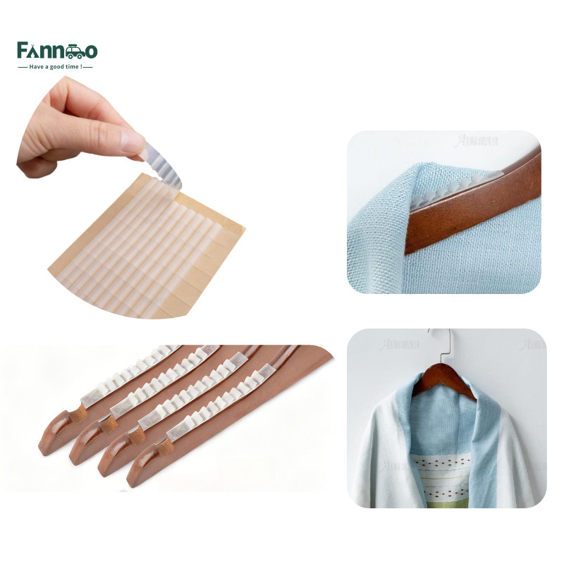 แถบกันลื่นสำหรับไม้แขวนเสื้อ FannGo แพ็ค 20 ชิ้น/100 ชิ้น ขนาด 3.6 นิ้ว x 0.28 นิ้ว อุปกรณ์กันลื่นไม่ทิ้งรอยสำหรับราวแขวนเสื้อในตู้เสื้อผ้าและเสื้อผ้า แผ่นปิดกันลื่นป้องกันการตกสำห