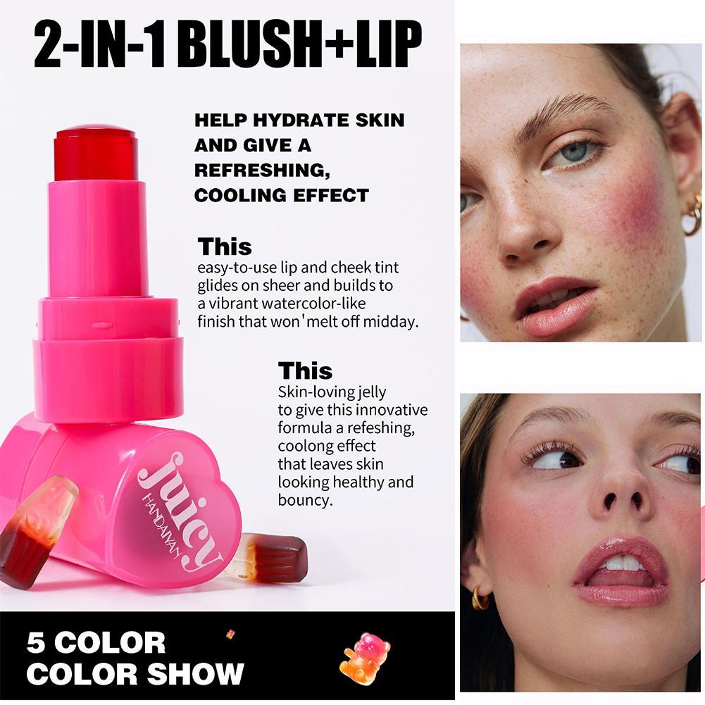 Jelly Blush Stick 2 In 1 Blush สําหรับแก้มริมฝีปาก Moisturizing Contour Cream Long Lasting Face P1f4