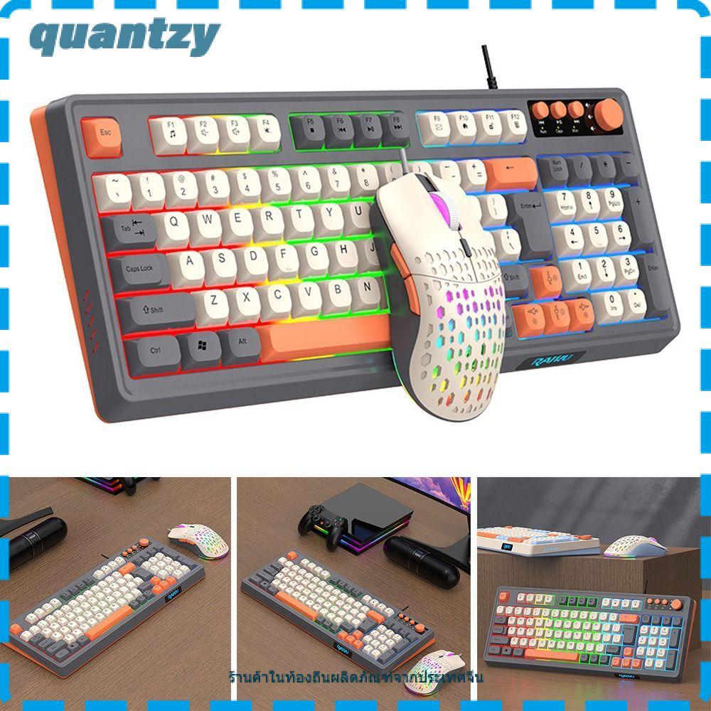 QUANTZY RAID T98 คีย์บอร์ด, โคมไฟ 98 รูปแบบกุญแจคีย์บอร์ดเมาส์ชุด, Luminous Rainbow สี USB การเชื่อม
