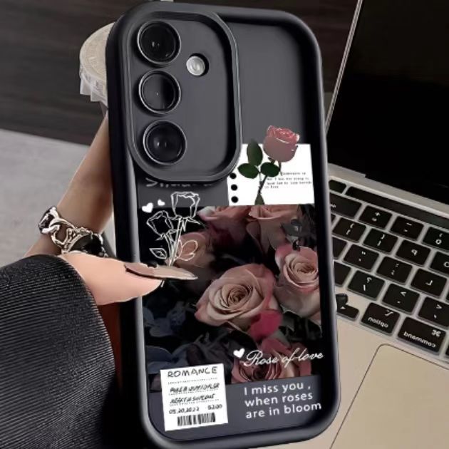 เคส samsung a55 5g เคส samsung a15 5g Splicing Rose Label เหมาะสําหรับ Samsung Galaxy S24/S23/S22ult