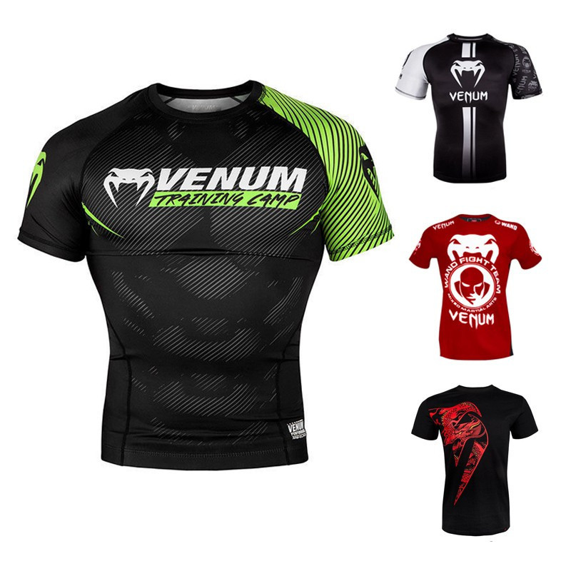 Venom Tshirt Men MMA Fighting Ufc Quick-Drying Tops Sanda มวยเสื้อผ้ากางเกงรัดรูปยืดหยุ่นสูง