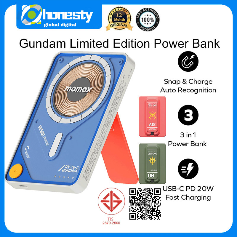 Momax Mobile Suit Gundam Limited Edition Powerbank 5000mAh 1-Power X Pro Magnetic Wireless Power Ban